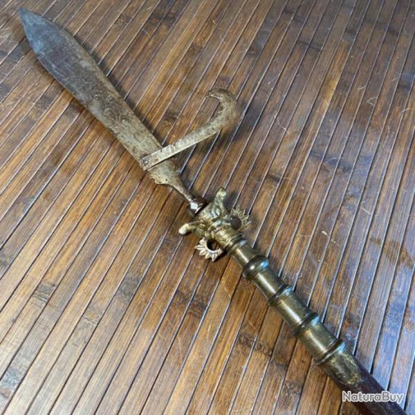 LANCE ASIE T�TE DE DRAGON ARME D'HASTE JAVELOT