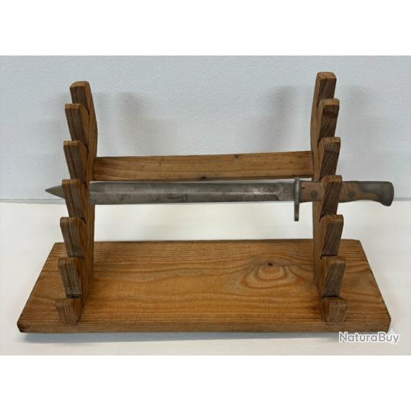 PRESENTOIR A POSER EN BOIS BRUT VIEILLI POUR 6 BAIONNETTES