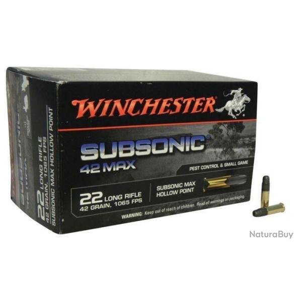 Munitions WINCHESTER subsonic 42max cal.22lr hollow point par 500