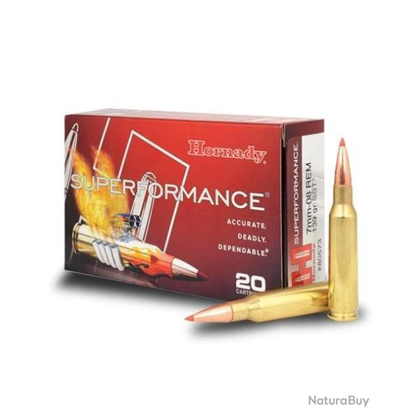 Munitions HORNADY calibre 7mm-08 Rem Superformance SST 139gr - 9g x20