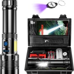 Lampe Torche LED 500000 Lumens 7 Modes &Eacute;clairage A+++ Zoom Batterie 5000mAh &Eacute;tanche IP67