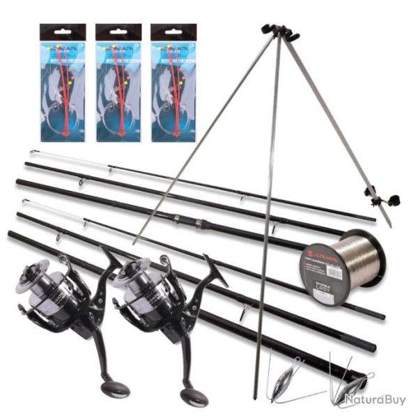 Ensemble de p�che Canne en Mer Kit Complet 2 Cannes Bas de Ligne Support de cannes