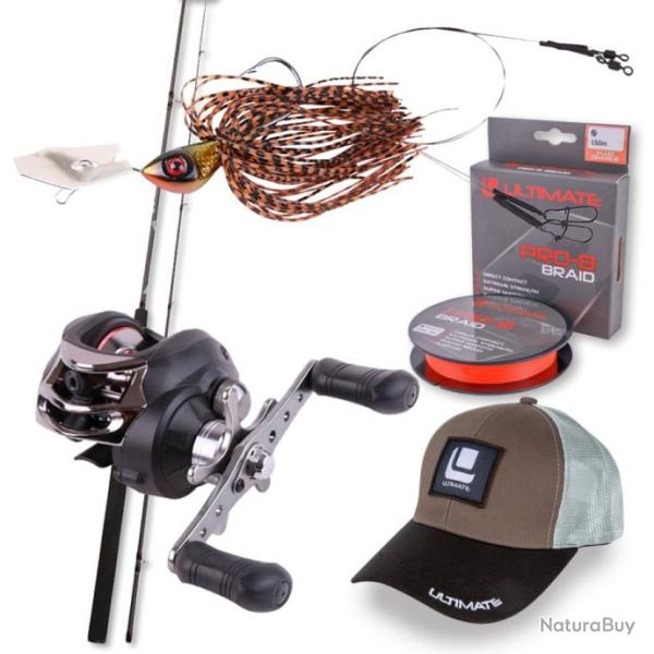 Ensemble P�che Carnassier Canne Moulinet Bas de ligne Casquette 2 brins Haute Qualit� Fil Tresse