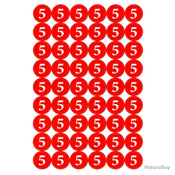 Pastilles autocollantes "5" pour cartouches de chasse - 54 pcs