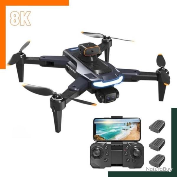 Drone 8K UHD  5G - D�tecteur d'obstacle 5 cot�s - 3 batteries lithium - Double cam�ra