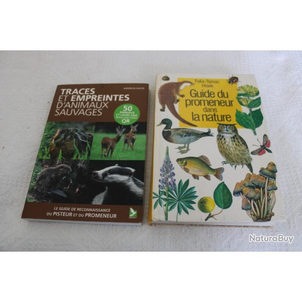 Lot 2 livres traces et empreintes et guide du promeneur dans la nature