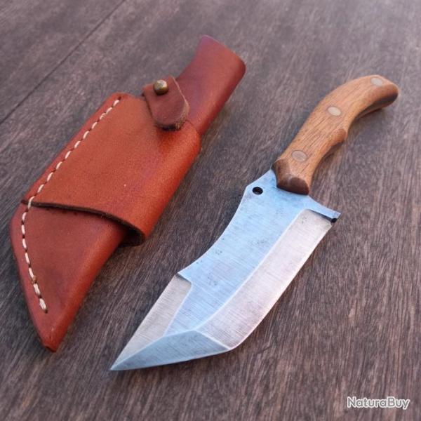 Joli Couteau ARTISANAL KARLICAN Manche en Bois avec �tui en cuir