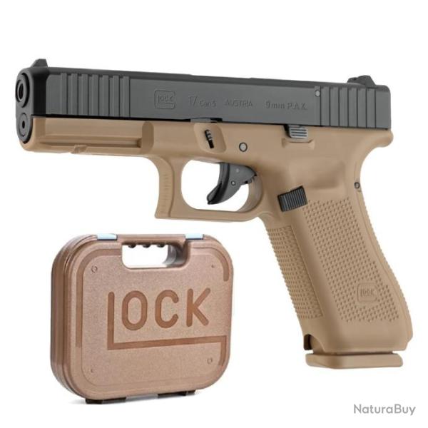 PISTOLET GLOCK 17 GEN5 CAL 9 MM PAK Coyote + Mallette Stock C
