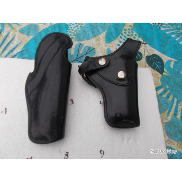 lot d'�tuis en cuir pour r�volver ou pistolet,�tat comme neuf