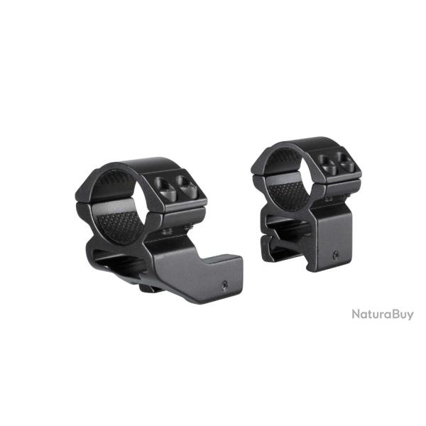 lot de 2 anneaux haut pour rail weaver en 21mm, avec de port de 2,5cm, diametre 30mm, Hawke, noir