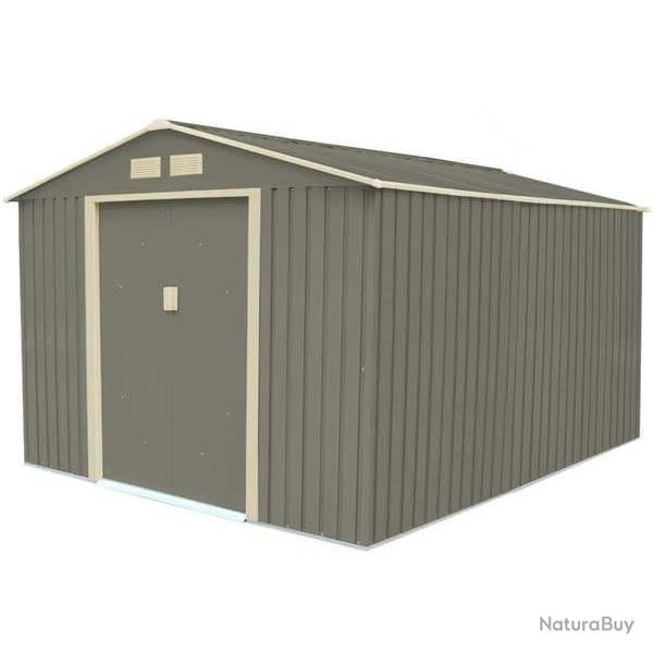 Abri jardin en m�tal gris ch�taigne 6,24m� + kit ancrage stockage bois avis cielterre-commerce