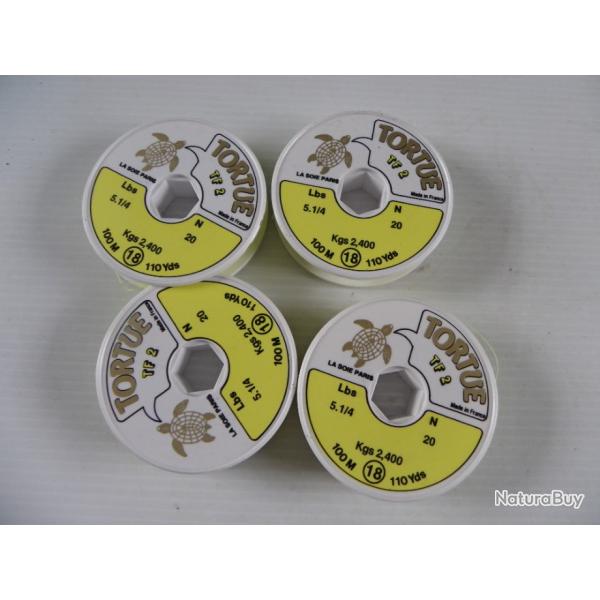 4 bobines de fil fluo tortue TF2 2,4 100m