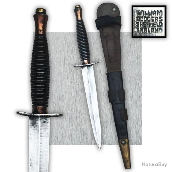 RARE & GRAND COUTEAU POIGNARD, TYPE PARACHUTISTE ANGLAIS, SHEFFIELD ENGLAND, BON ETAT, #37