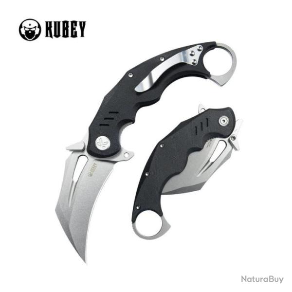 Couteau Kubey Wrath Karambit Black Manche G10 Lame Acier 14C28N Blade IKBS Linerlock Clip KUB261A
