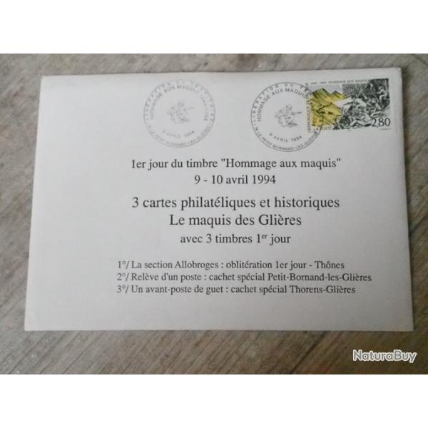 Premier Jour timbre Hommage au Maquis des Gli�res