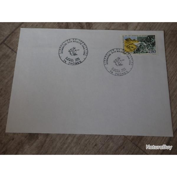Enveloppe Premier Jour timbre Hommage au Maquis des Gli�res