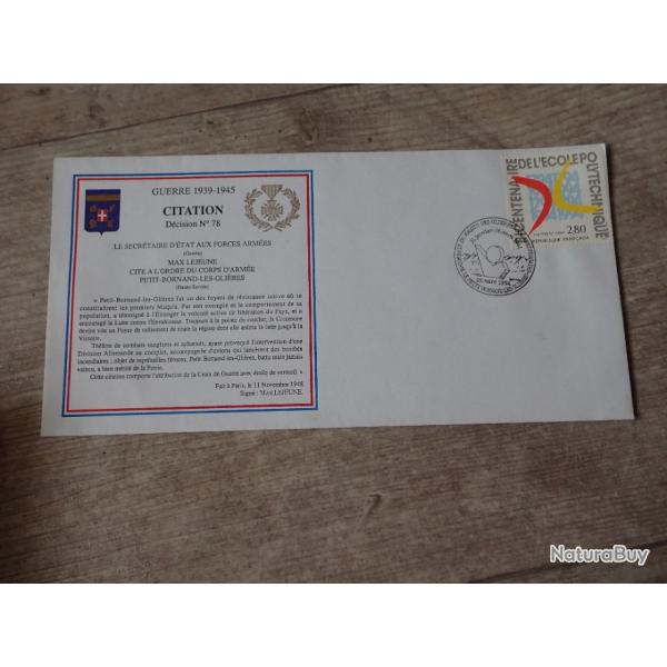 Enveloppe 1er jour Citation Petit Bornand les Gli�res