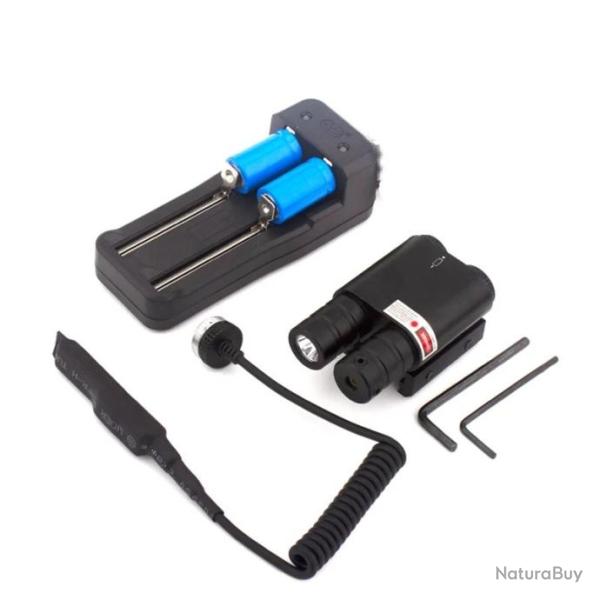Pointeur Laser Lampe + Interrupteur Normal et Dport + Support Rail 20mm - Livraison Gratuite