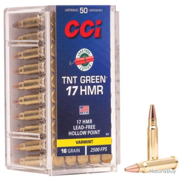 Cartouches CCI .17 HMR TNT Green 16 grains