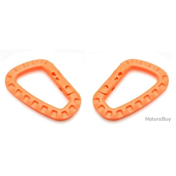 Mousqueton tactique orange x2