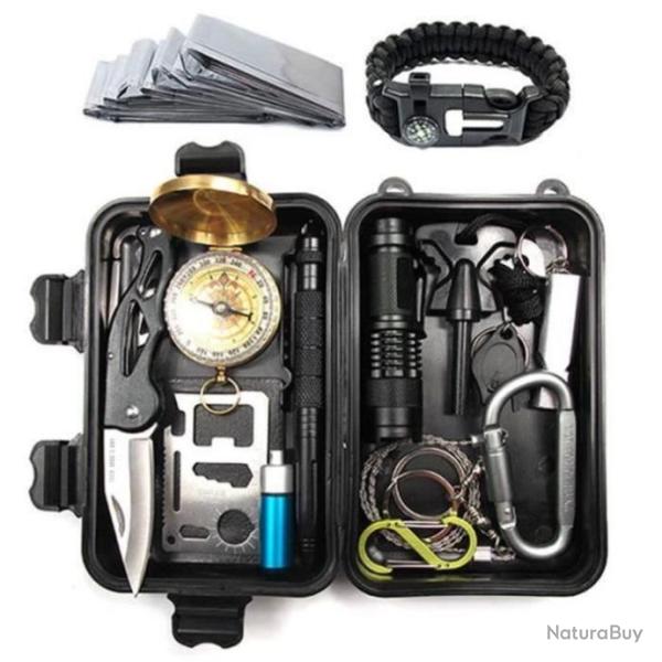 Kit de Survie Multifonctionnel Trousse d'Urgence pour ext�rieur avec 15 outils