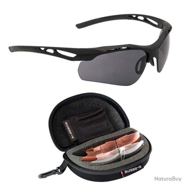 Lunettes "Attac" Kit w/ 3 verres (SwissEye) Noir Transparent / Orange / Fum�