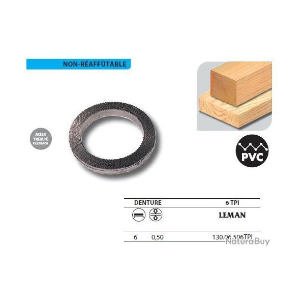 1 Rouleau de 50 m�tres Lame scie � ruban en acier tremp� Flexback 6x0,5 6TPI Leman