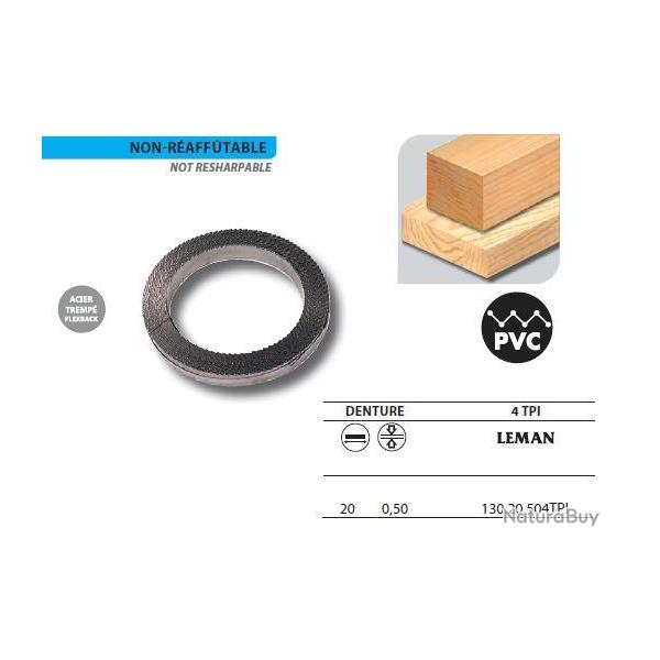 1 Rouleau de 50 m�tres Lame scie � ruban en acier tremp� Flexback 20x0,5 4TPI Leman
