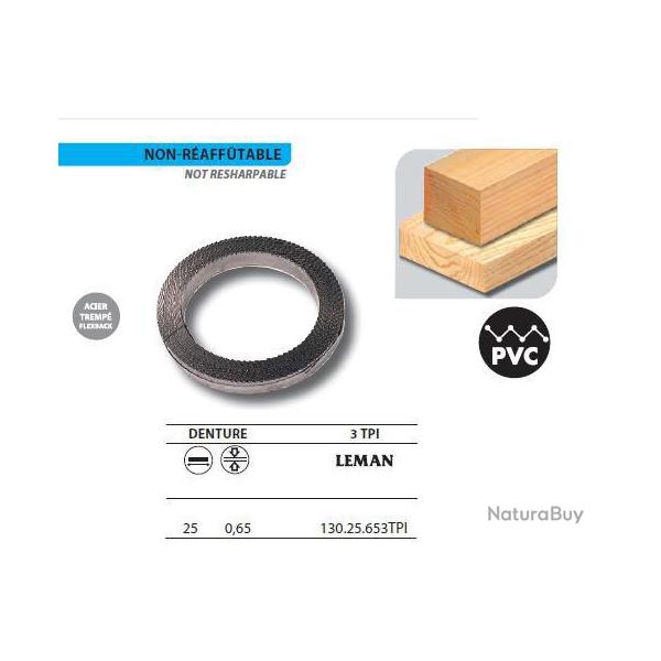 1 Rouleau de 50 m�tres Lame scie � ruban en acier tremp� Flexback 25x0,65 3TPI Leman