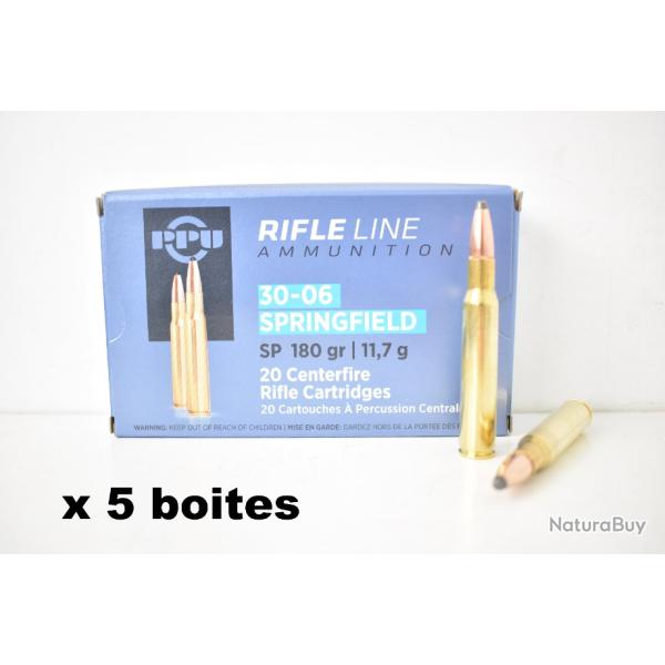 5 Boites de Balles Partizan 30-06 SP 180gr