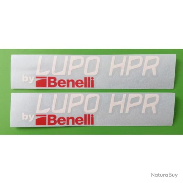 2 autocollants LUPO HPR by Benelli. Taille 150x35mm.Ideal pour tui et coffres de scurit.