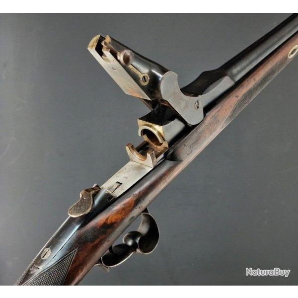 TRES LONG FUSIL CANARDIER SYSTEME WARNANT CALIBRE 12/75 110CM VERS 1880 FRANCE ST ETIENNE XIX Franc
