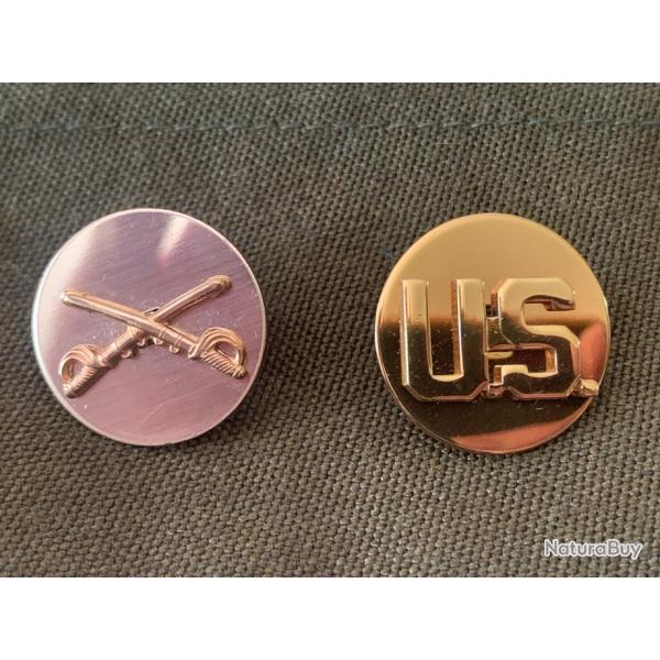 DISQUES DE COLS US WW2 CAVALERIE. REPRODUCTION.