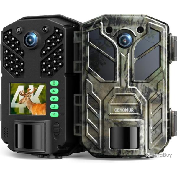 Camera de Chasse 4K HD 38pcs 850nm IR LEDs Vision Nocturne cran LCD 2,0" Piege Photographique IP66