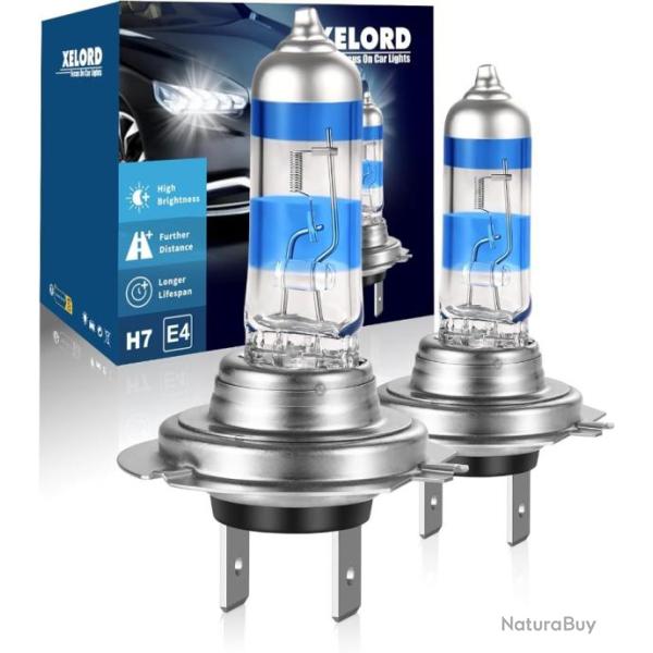 XELORD Lampe Halog�ne H7 55W 12V 5000K Ampoules De Phare Super Blanc 2 Pi�ces