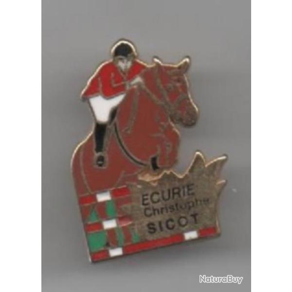 Pin's Cheval Sports Hippique Zamac Dor� � L'or Fin Ecurie Christophe Sicot 1717