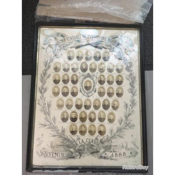 Cadre souvenir de l'�cole centrale de pyrotechnie maritime promo 1888