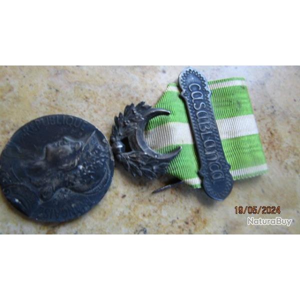 m�daille comm�morative Maroc agrafe Casablanca 1909 argent