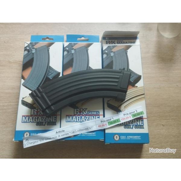Destockage Lot de trois Chargeur m�tal RK s�ries noir 600 billes G&G (-95%)
