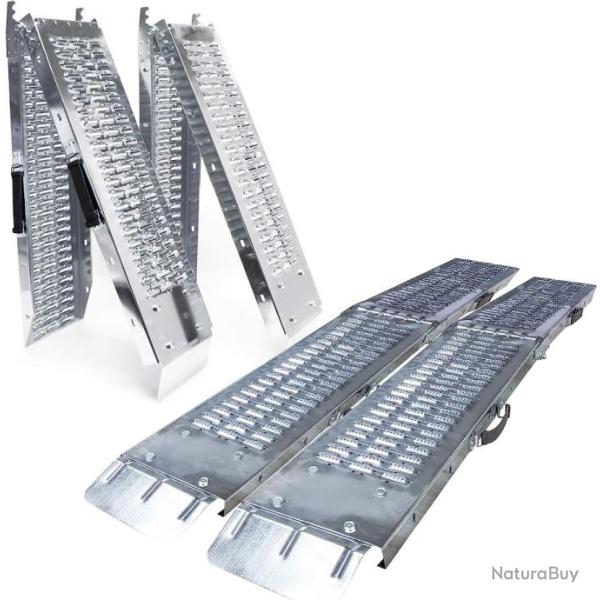 Lot 2 Rampes Pliable de Chargement en Acier Max 400kg 180cm x23x4.5cm Rampe d'acces R�sistant