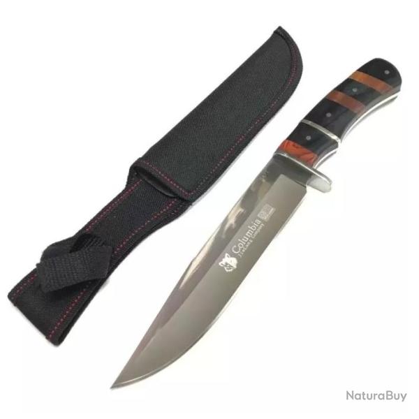 Poignard De Survie � Columbia � 30,5 Cm Type Rambo Acier Inoxydable Etui Ceinture Etc...