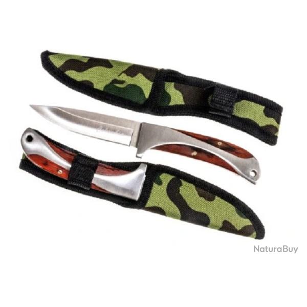 Petit Poignard De Survie � Columbia � 20,5 Cm Type Rambo Acier Poli Chrome Etui Ceinture