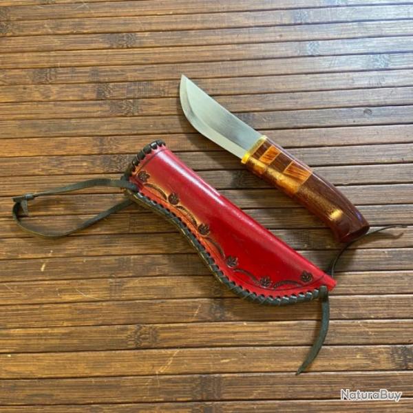 COUTEAU DE CHASSE PUUKKO LAPON SAAMI AVEC FOURREAU �TAT NEUF.