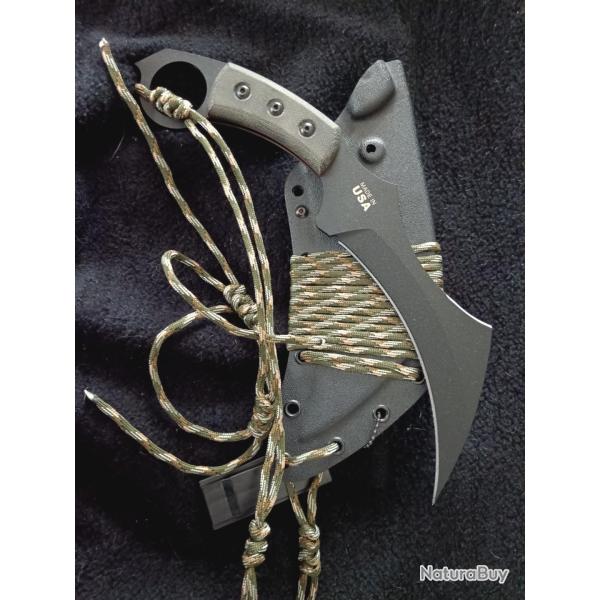 TOPS Karambit Lame Acier Carbone 19 cm Manche Micarta Etui Kydex Made In USA