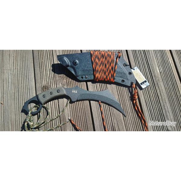 TOPS Karambit Lame Acier Carbone 19 cm Manche Micarta Etui Kydex Made In USA