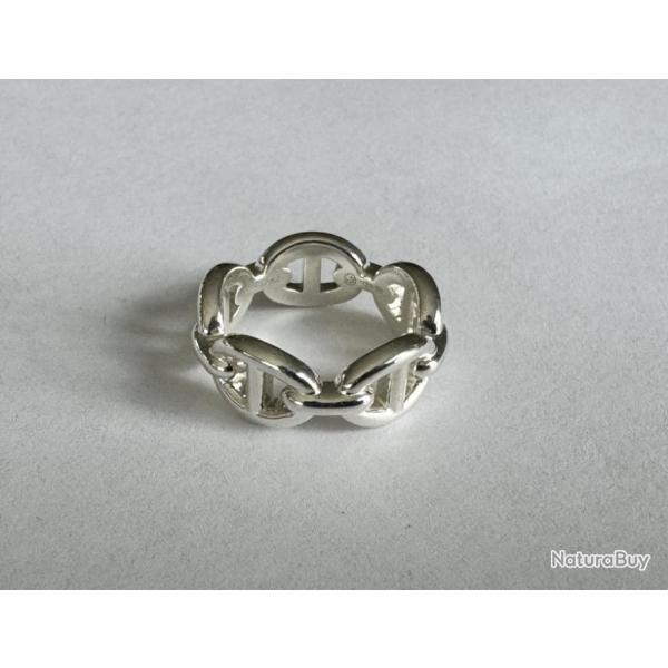 Bague HERMES en argent - chaine d'ancre - taille 50 - �tat neuf