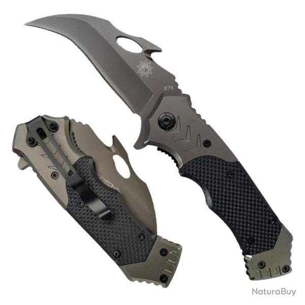 Couteau De Poche Karambit "Deresrina" 19,5 Cm Manche R�sine Sport Outdoor