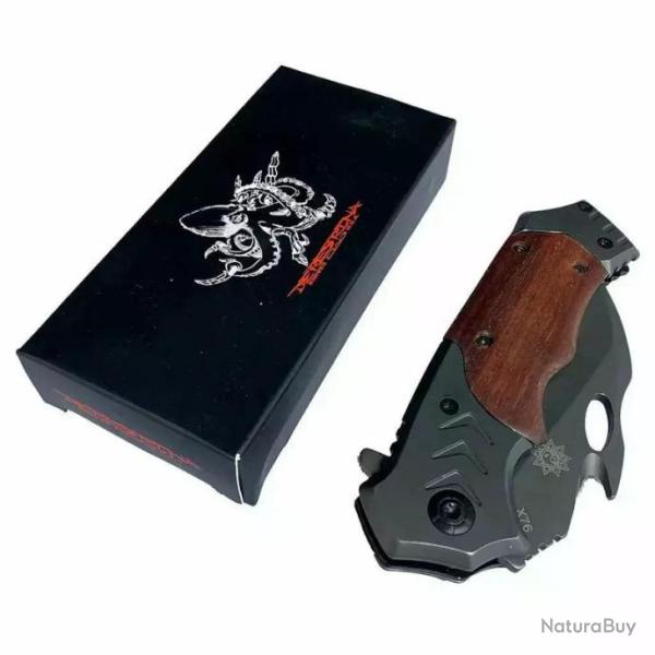 Couteau De Poche Karambit "Deresrina" 19,5 Cm Manche Bois Sport Outdoor