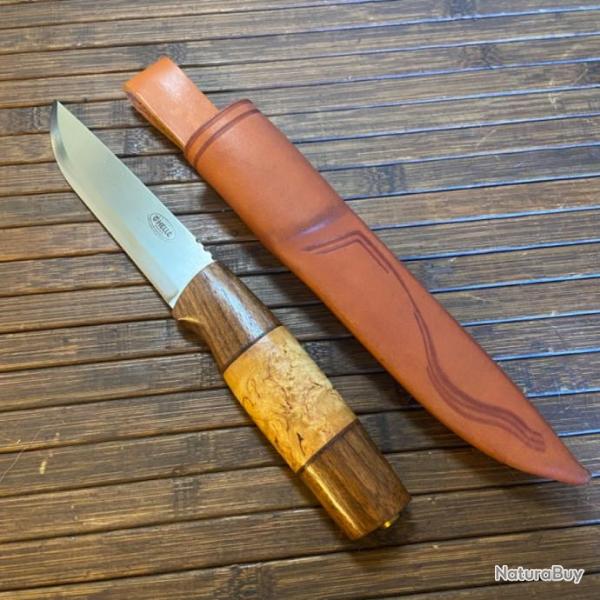 BEAU ET GRAND COUTEAU HELLE DE CHASSE PUUKKO LAPON SAAMI AVEC FOURREAU .