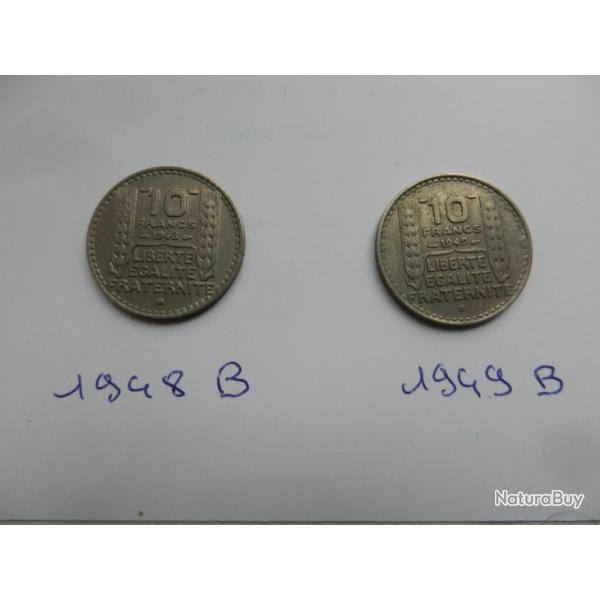 France - 2 pi�ces de 10 francs 1948 B et 1949 B